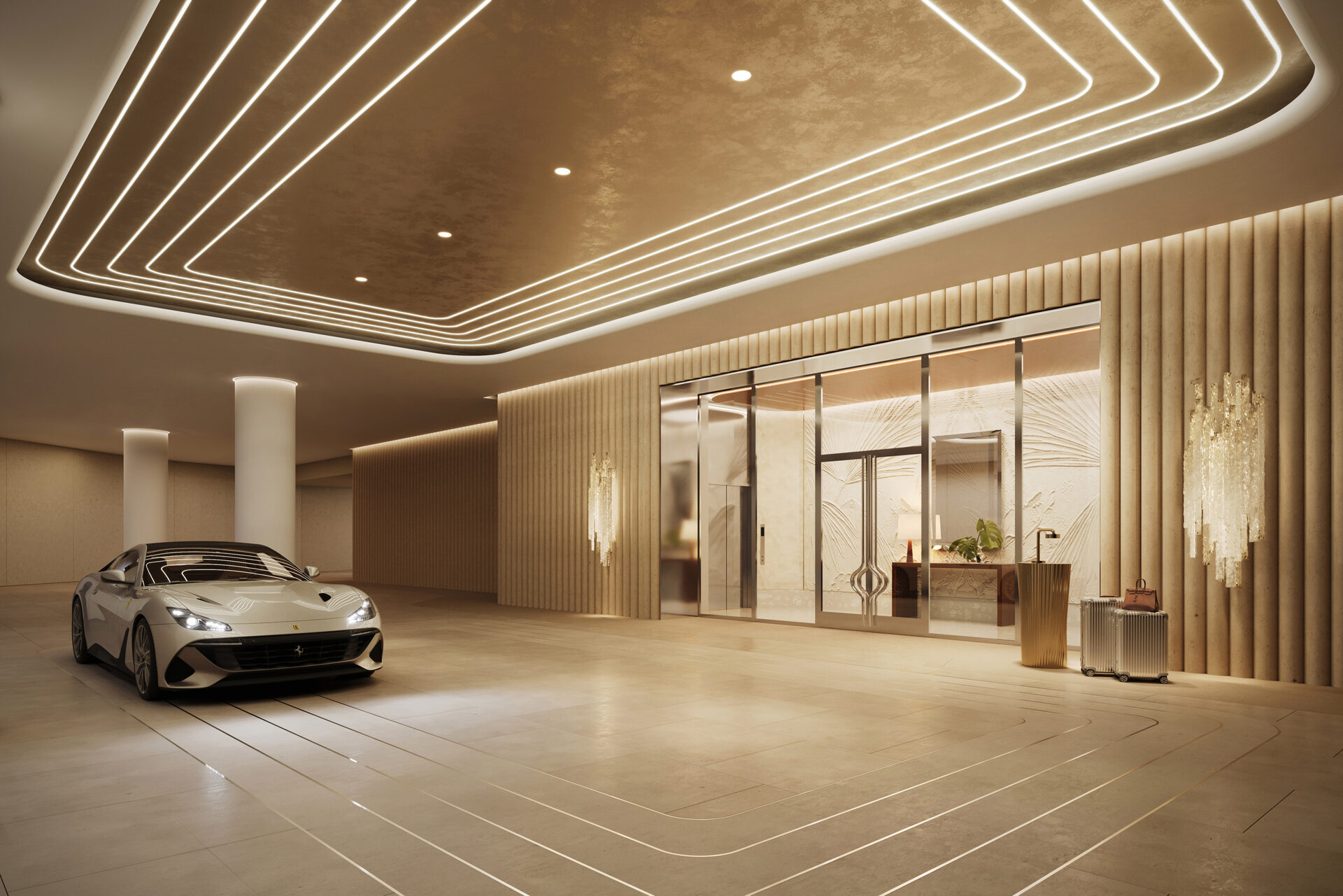 Private arrival gallery with valet