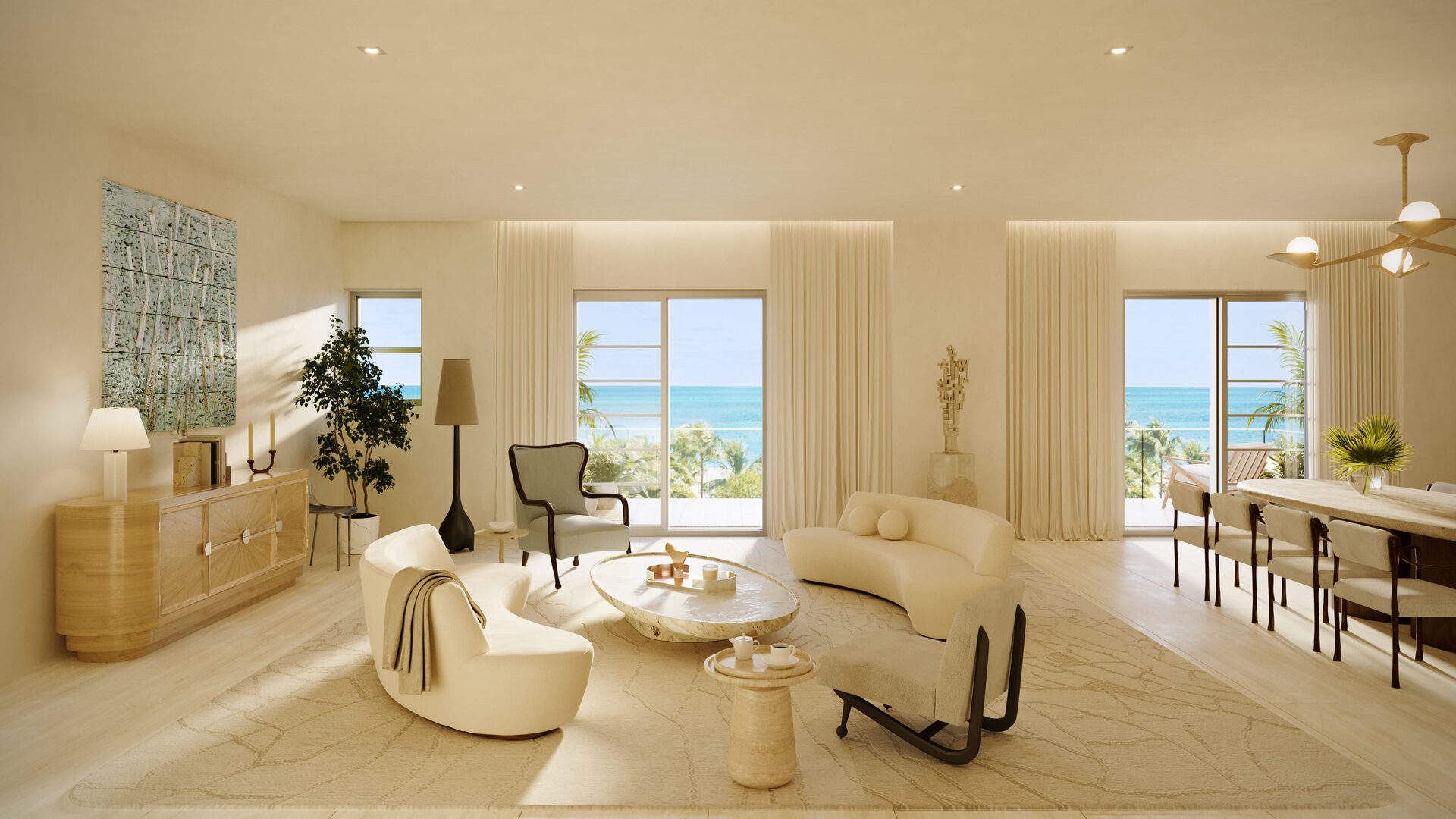 Residence living room with ocean views