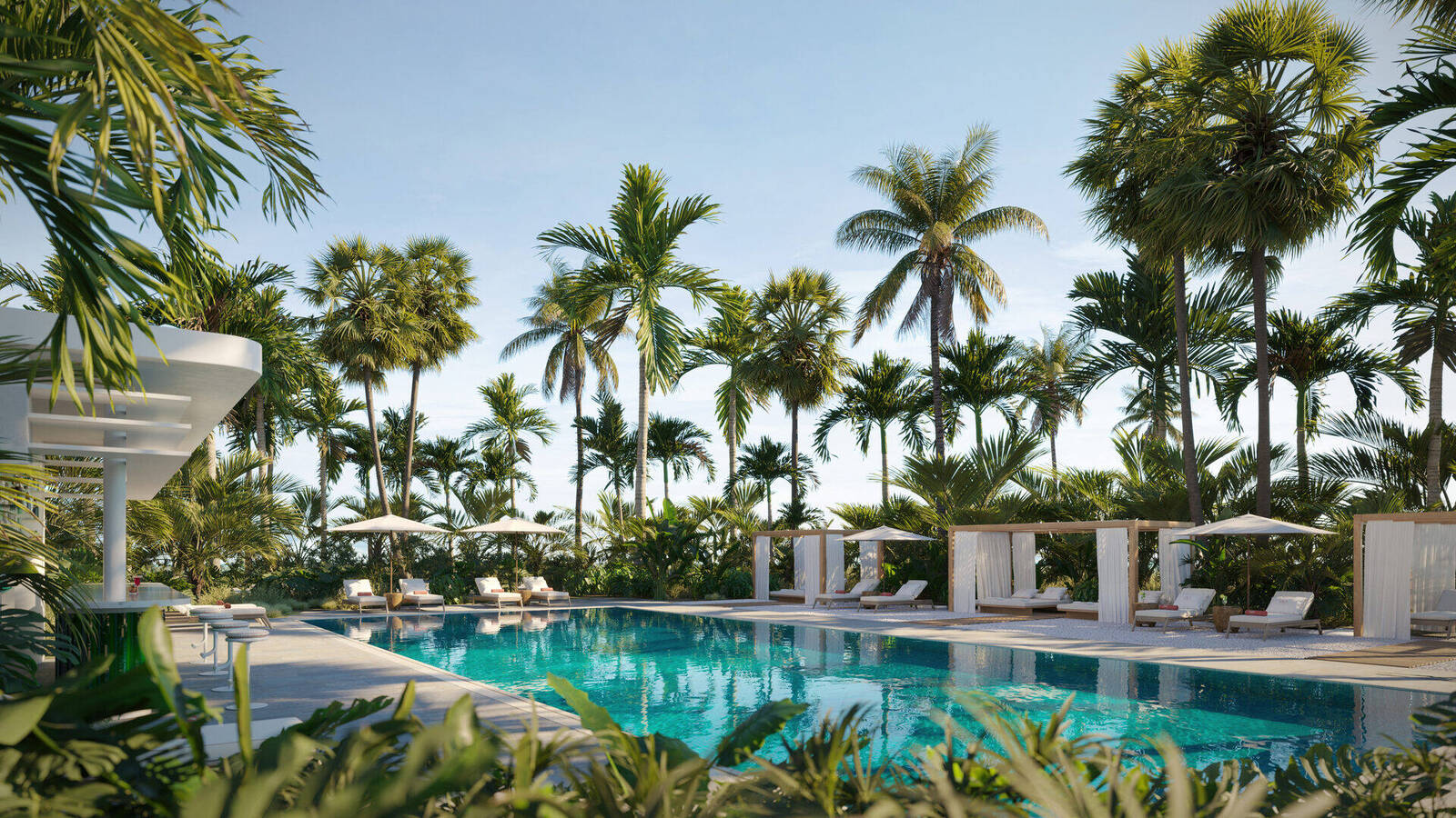 Resort pool set in the gardens