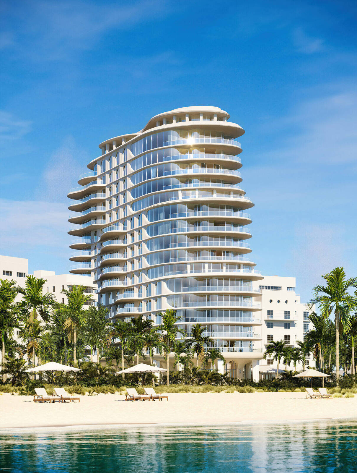 Shore Club Private Collection tower from the beach